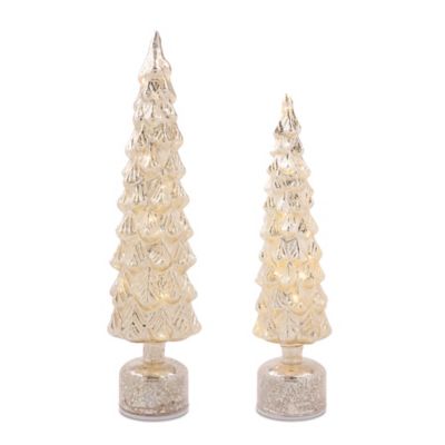 Melrose International LED Mercury Glass Rotating Pine Tree, 2 pk.