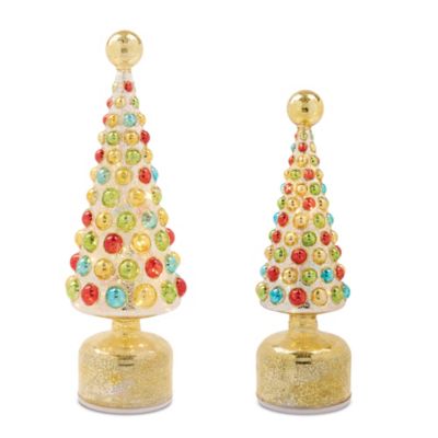 Melrose International LED Mercury Glass Rotating Christmas Tree, 2 pk.