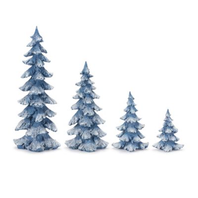 Melrose International Flocked Pine Tree, Set 4