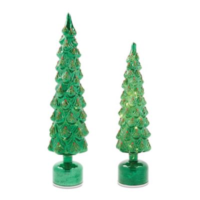 Melrose International Rotating LED Glass Christmas Tree, Set 2