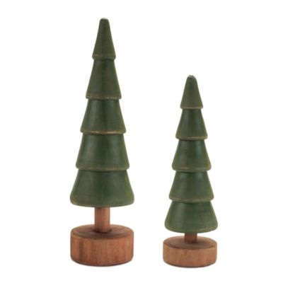 Melrose International Rustic Wooden Evergreen Tree, 2 pk.