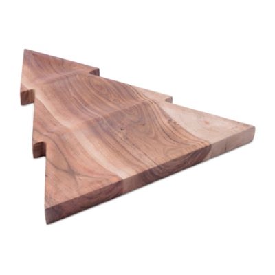 Melrose International Wood Christmas Tree Divided Serving Tray 16 in. L