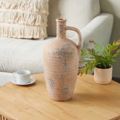 Harper & Willow Ceramic Antique Style Distressed Decorative Vase with Handle