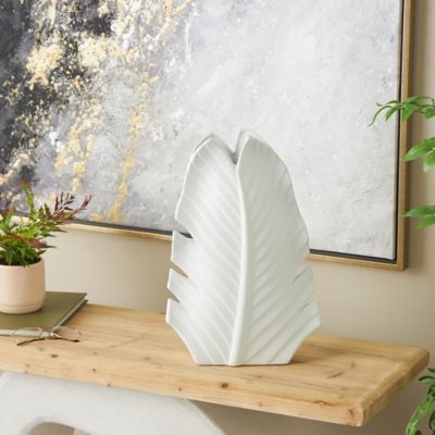 Harper & Willow Ceramic Curved Leaf Palm Tree Decorative Vase