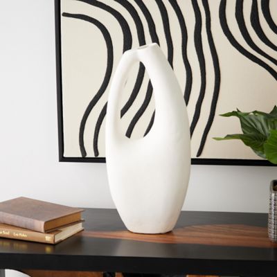 Harper & Willow Paper Mache Curved Abstract Decorative Vase with Handle