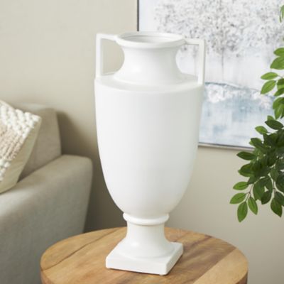 Harper & Willow Ceramic Fluted Urn Shaped Decorative Vase with Handles