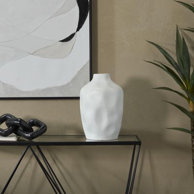 Cosmoliving by Cosmopolitan Ceramic Faceted Abstract Decorative Vase