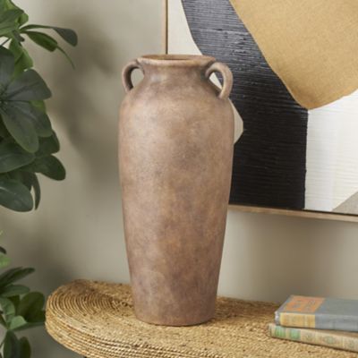 Harper & Willow Ceramic Antique Style Textured Decorative Vase with Handles