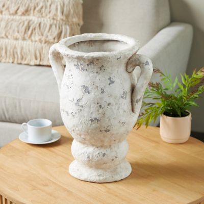 Harper & Willow Ceramic Antique Style Distressed Decorative Vase with Handles