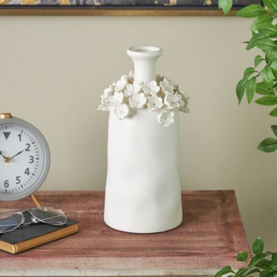 Harper & Willow Ceramic Round Floral Decorative Vase with Narrow Opening