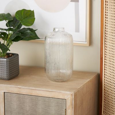 Harper & Willow Glass Ribbed Fluted Decorative Vase