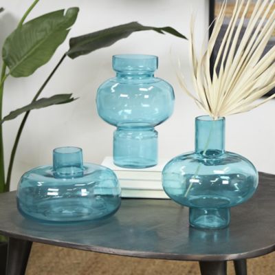 Harper & Willow Glass Round Decorative Vase with Varying Shapes and Sizes
