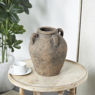 Harper & Willow Ceramic Handmade Textured Decorative Vase with Four Handles