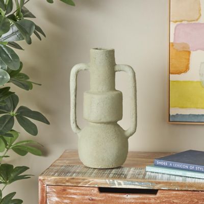 Harper & Willow Paper Mache Textured Abstract Decorative Vase with Squared Handles