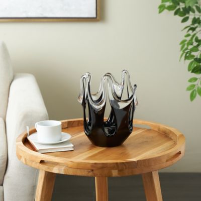 Harper & Willow Glass Abstract Decorative Vase with Wavy Oval Cutouts