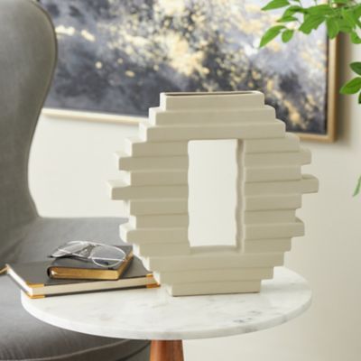 Harper & Willow Ceramic Abstract Decorative Vase with Rectangular Center Cutout