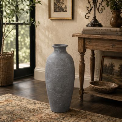 Harper & Willow Ceramic Textured Whitewashed Decorative Vase