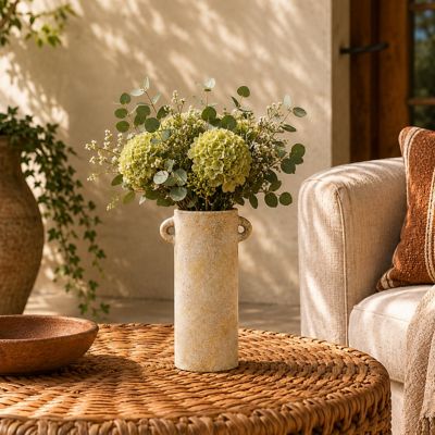 Harper & Willow Ceramic Antique Style Washed Decorative Vase with Handles