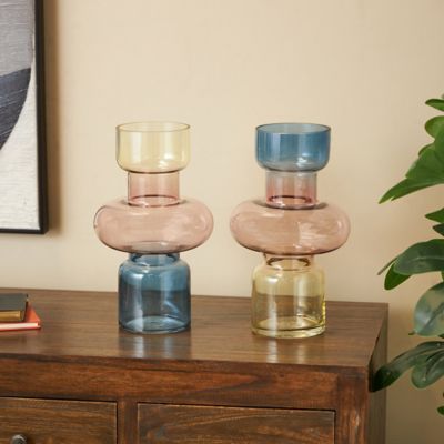 Harper & Willow Glass Ombre Geometric Decorative Vase