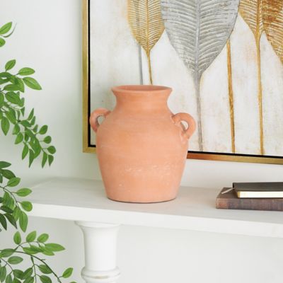 Harper & Willow Ceramic Washed Terracotta Jug Decorative Vase with Handles