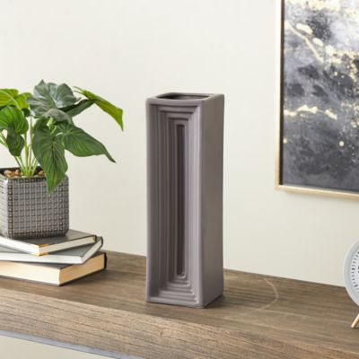 Harper & Willow Ceramic Concaved Rectangular Geometric Decorative Vase