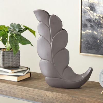 Harper & Willow Ceramic Slanted Leaf Decorative Vase