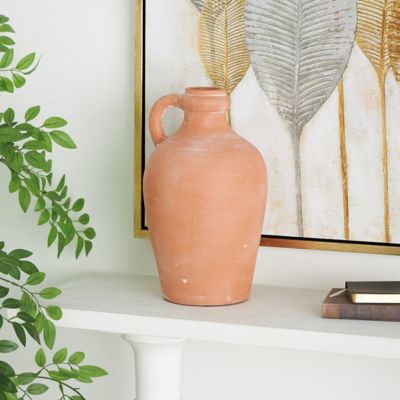 Harper & Willow Ceramic Terracotta Jug Decorative Vase with Handle