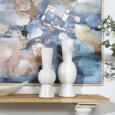 Harper & Willow Ceramic Fluted Round Abstract Decorative Vase