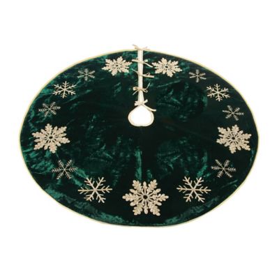 Melrose International Embroidered Snowflake Christmas Tree Skirt 48 in.D