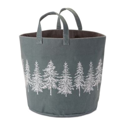 Melrose International Pine Tree Fabric Storage Basket 13.5 in.H