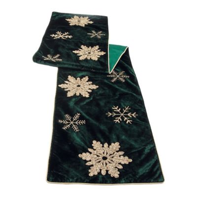 Melrose International Embroidered Snowflake Table Runner 72 in.L