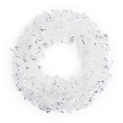 Melrose International Silver Tinsel Christmas Wreath 22 in. D