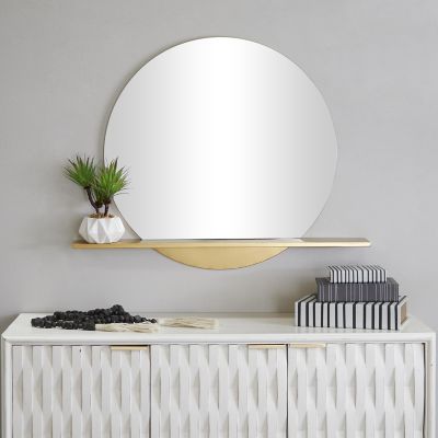Harper & Willow Metal Round 1 Shelf Room Wall Mirror