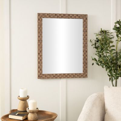Harper & Willow Wooden Room Wall Mirror with Checkered Pattern Frame
