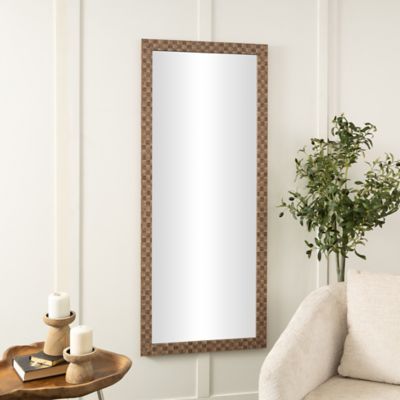 Harper & Willow Wooden Room Wall Mirror with Checkered Pattern Frame