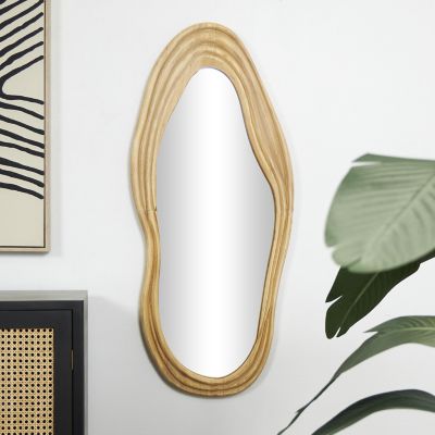 Harper & Willow Wood Wavy Abstract Room Wall Mirror with Dimensional Carved Frame