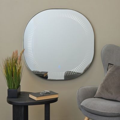 Harper & Willow Glass LED Room Wall Mirror with Speckled Pattern