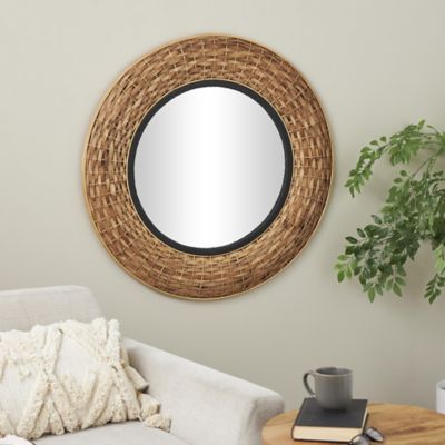 Harper & Willow Seagrass Handmade Tribal Room Wall Mirror with Black Inner Frame