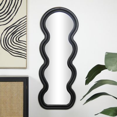 Harper & Willow Wooden Wavy Abstract Room Wall Mirror with Layered Frame