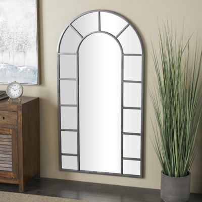 Harper & Willow Metal Window Pane Inspired Room Wall Mirror with Arched Top
