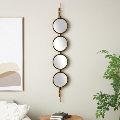 Harper & Willow Metal Slim Stacked 4 Layer Chain Room Wall Mirror with Round Pattern