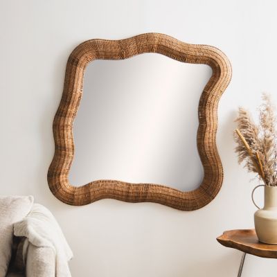 Harper & Willow Seagrass Handmade Woven Beveled Room Wall Mirror