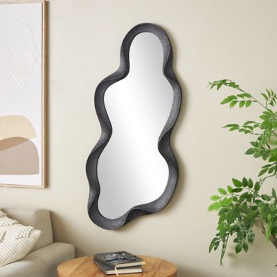 Harper & Willow Wood Wavy Abstract Room Wall Mirror with Dimensional Frame