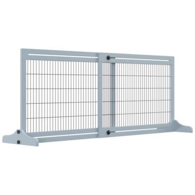 Pawhut Extra Wide Freestanding Pet Gate with Adjustable Length Dog, Cat, Barrier for House, Doorway