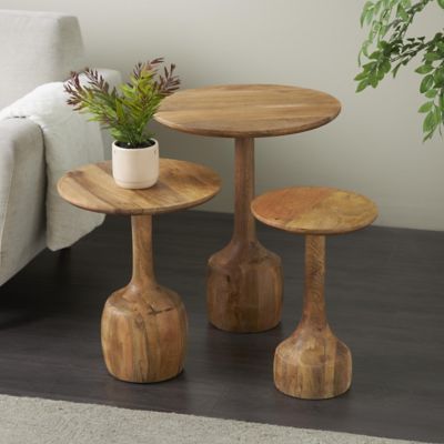 Harper & Willow Mango Wood Handmade Side End Accent Table with Elevated Bases