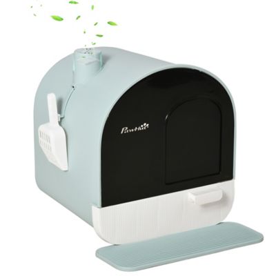 Pawhut Hooded Cat Litter Box with Lid, Scoop & Filter, Covered Litter Box, 17 x 17 x 18.5in., Green