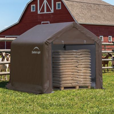 ShelterLogic 6 x 6 x 6ft. Grey AG Run-In 3-in-1 Loafing Shed, Brown