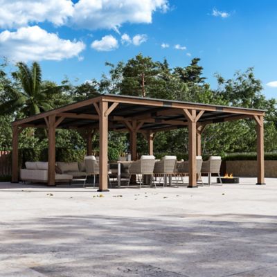 Modern Shade Supreme 20 x 20ft. Cedar Wood Hard Top Pavilion