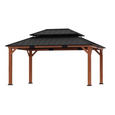 Modern Shade Rosewood 12 x 16ft. Cedar Framed Hard Top Gazebo