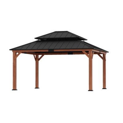 Modern Shade Rosewood 13 x 15ft. Cedar Framed Hard Top Gazebo
